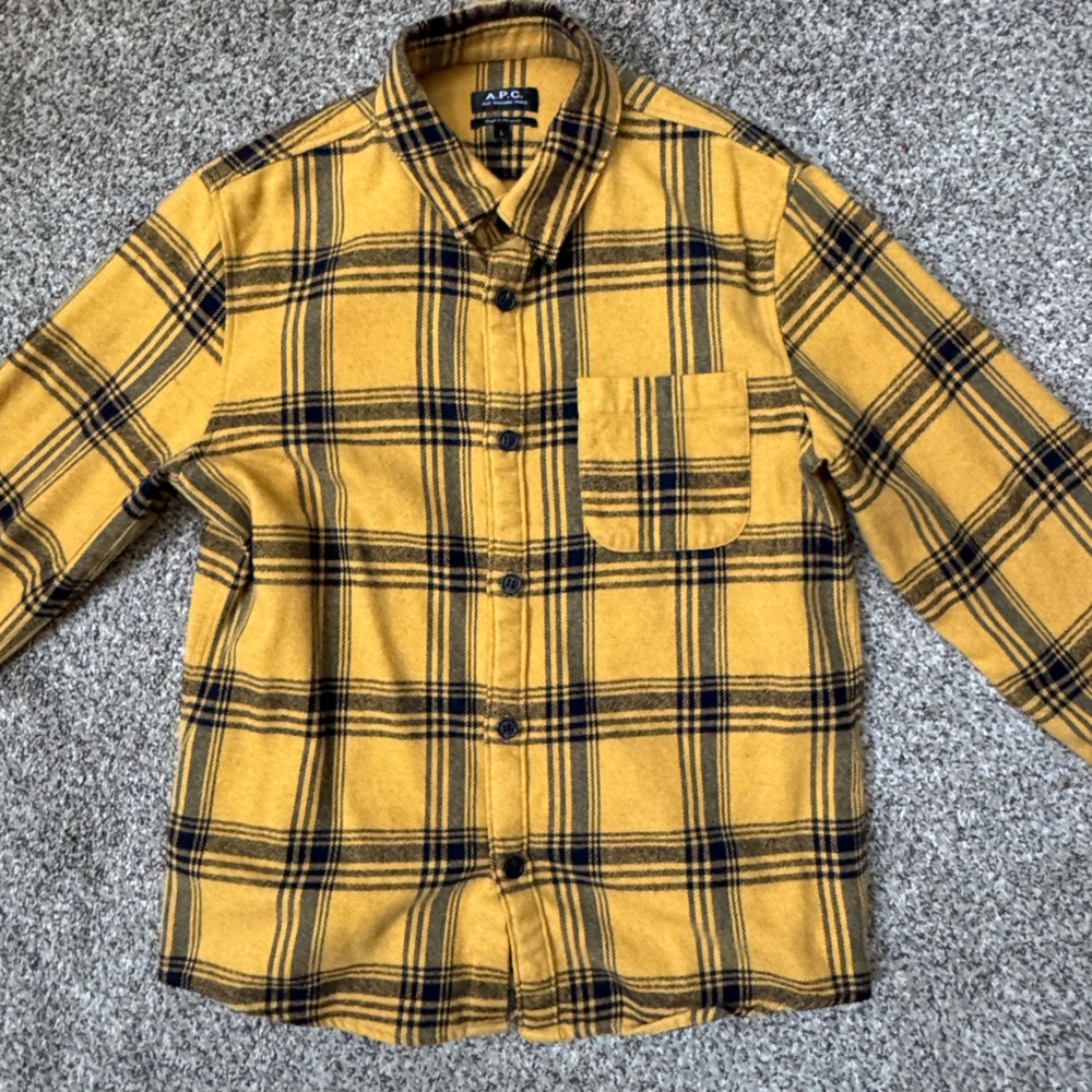 Men’s APC flannel shirt sz large. Like new